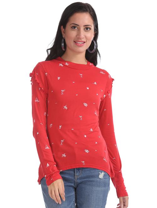 crew neck printed top - 18357386 - Very Small Image - 1
