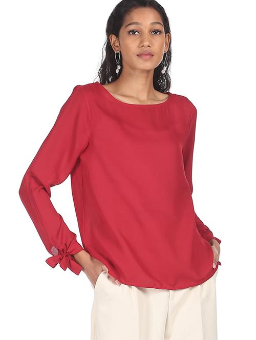 women's straight round neck top - 18357429 - Very Small Image - 1