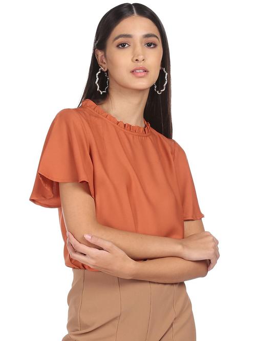 women's ruffle mock neck top - 18357443 - Very Small Image - 1