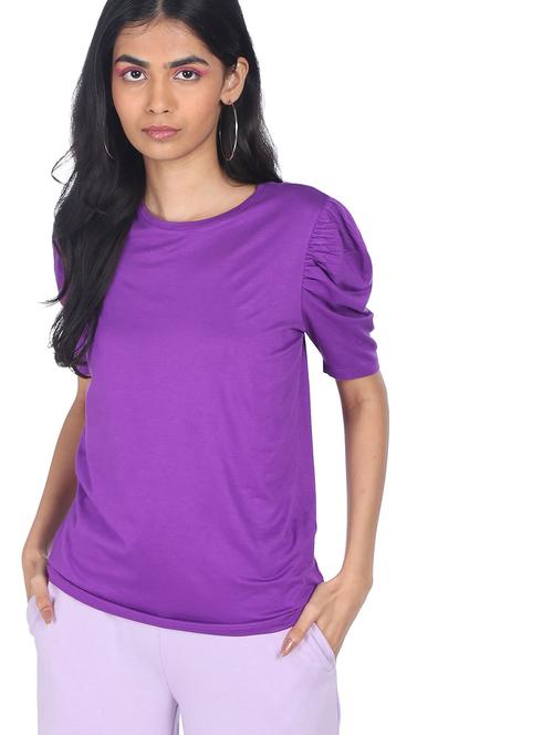round neck solid regular top - 18357573 - Very Small Image - 1