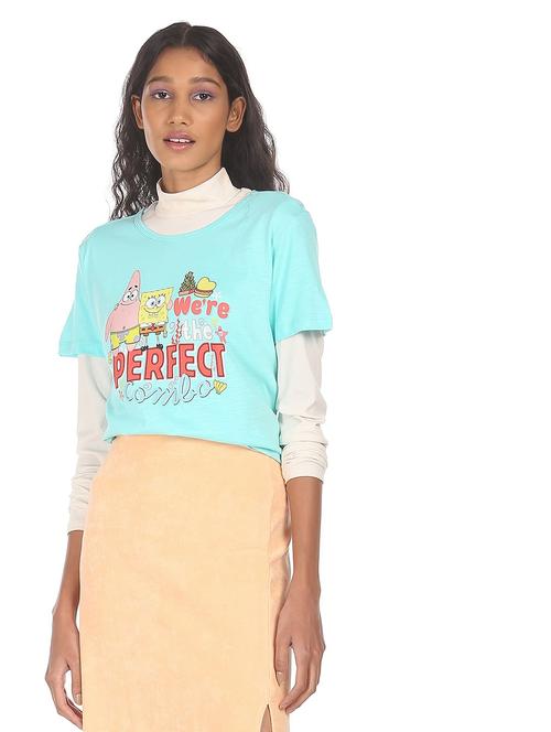 round neck printed regular tee - 18357592 - Very Small Image - 1