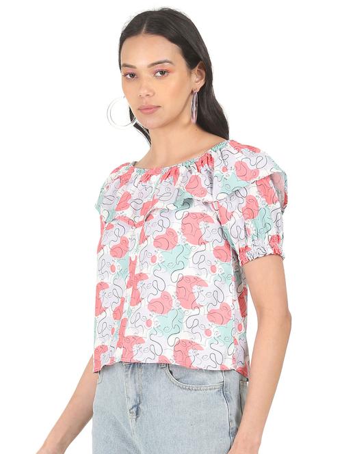puff sleeved printed regular top - 18357714 - Very Small Image - 1