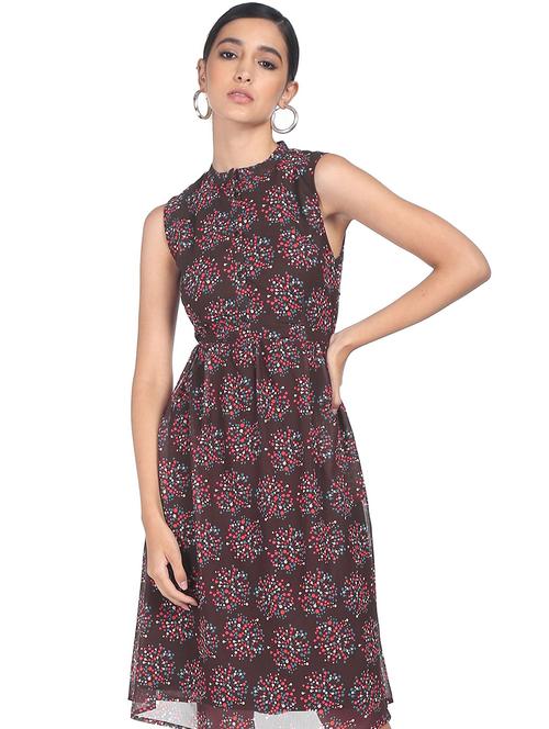sleeveless printed fit & flare dress - 18357748 - Very Small Image - 1