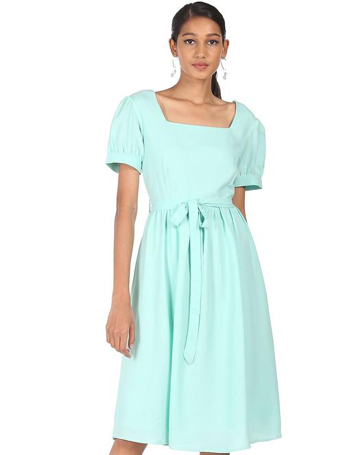women's fit & flare solid dress - 18357820 - Very Small Image - 1