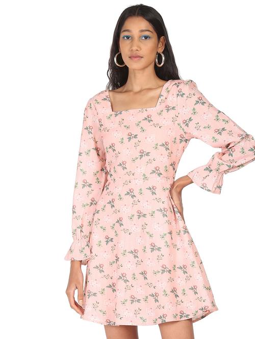 long sleeve printed fit & flare dress - 18357856 - Very Small Image - 1