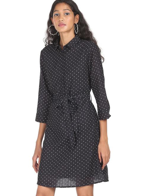 three quarter sleeve printed shirt dress - 18357860 - Very Small Image - 1