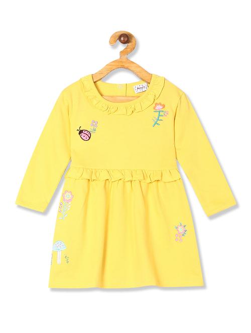 yellow embroidered frock - 18357946 - Very Small Image - 1