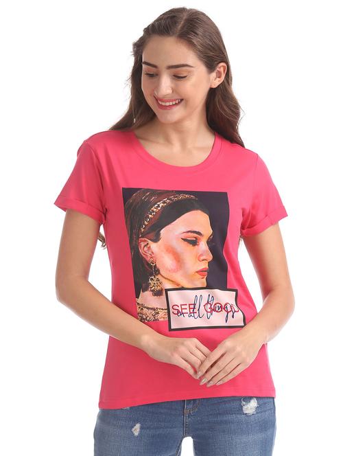 round neck printed regular tee - 18358122 - Very Small Image - 1