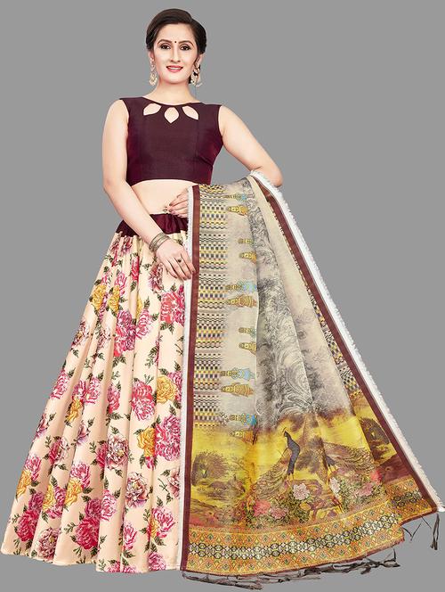 off white silk flared lehenga - 18358277 - Very Small Image - 1