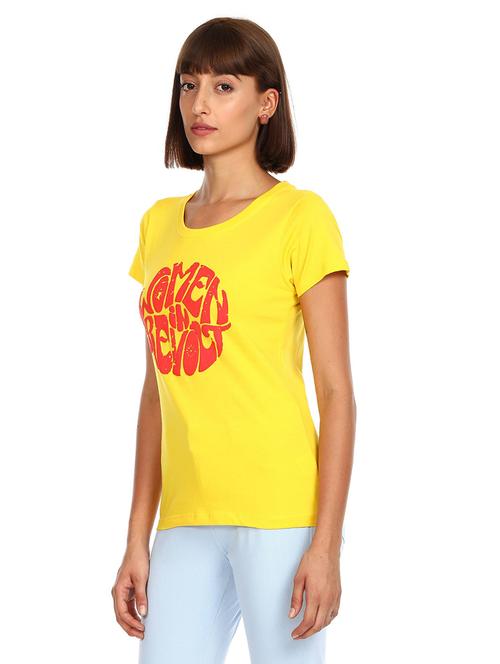 women's chest print round neck t-shirt - 18358475 - Very Small Image - 1