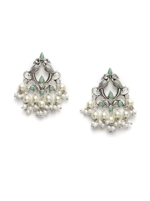 ladies silver plated earrings silver color - 18358733 - Very Small Image - 1