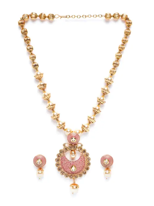 ladies gold plated necklace and earrings - 18358737 - Very Small Image - 1