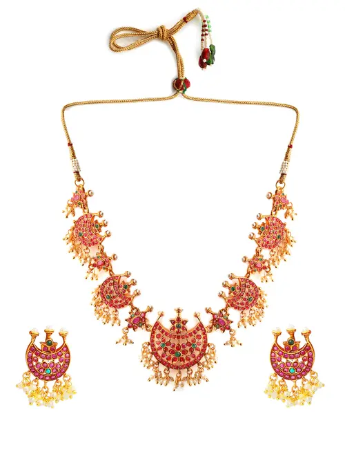 ladies gold plated necklace and earrings - 18358741 - Very Small Image - 1
