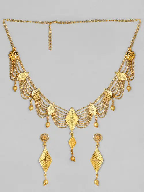 ladies gold plated necklace and earrings - 18358742 - Very Small Image - 1