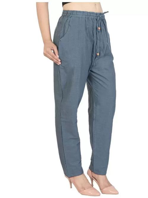 ladies cotton pant grey color - 18358812 - Very Small Image - 1