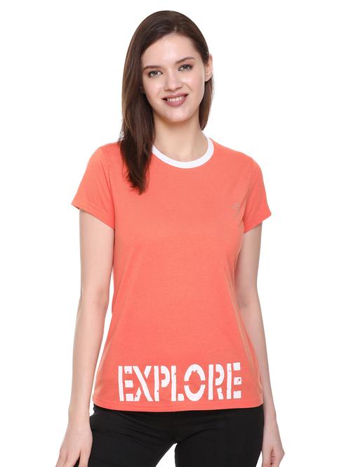 orange round neck printed t-shirt - 18359556 - Very Small Image - 1