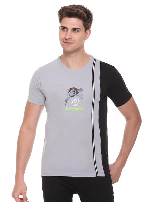 grey color-bocked t-shirt - 18359591 - Very Small Image - 1