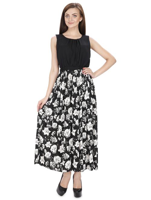 round neck floral a-line dress - 18359815 - Very Small Image - 1