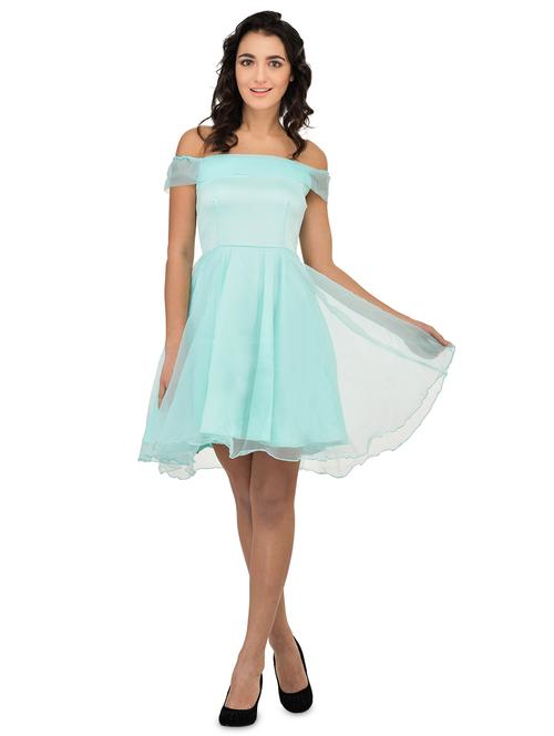 off shoulder solid flared dress - 18359823 - Very Small Image - 1