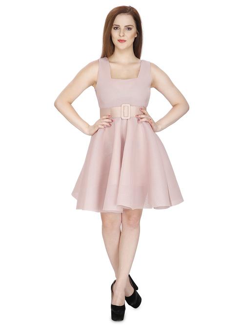 square neck belted flared dress - 18359835 - Very Small Image - 1