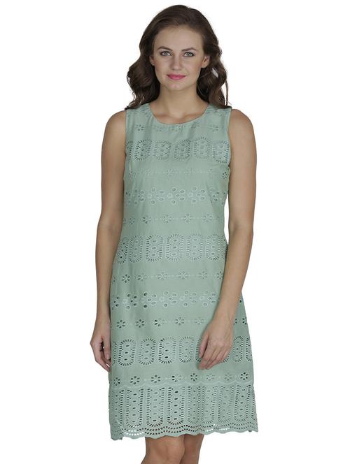 round neck self design a-line dress - 18359855 - Very Small Image - 1