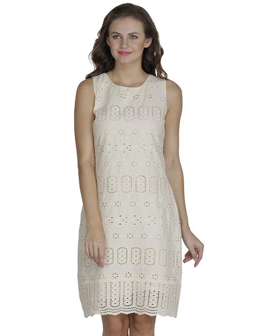 round neck self design a-line dress - 18359856 - Very Small Image - 1