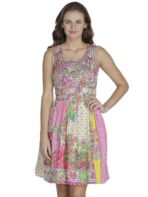 round neck printed a-line dress - 18359864 - Very Small Image - 1