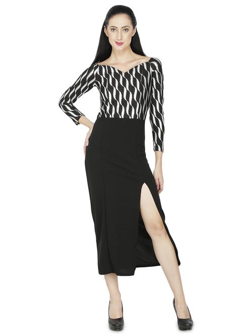 sweetheart neck printed high slit dress - 18359941 - Very Small Image - 1