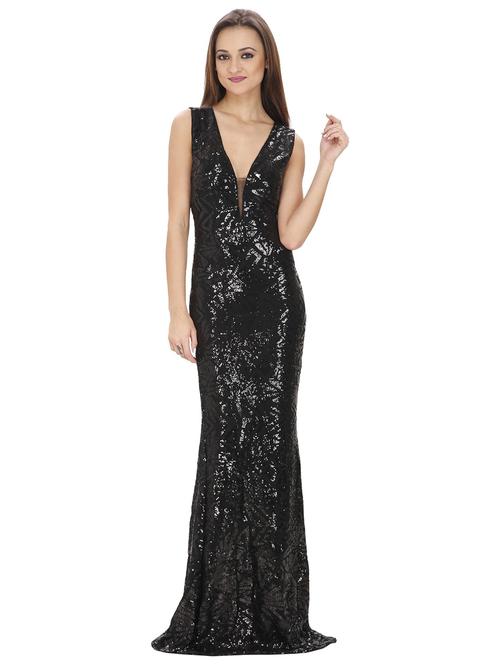 v-neck embellished gown - 18360005 - Very Small Image - 1
