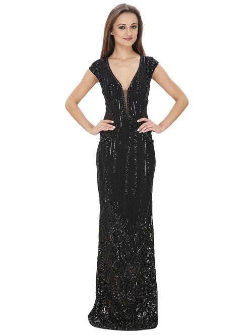 v-neck embellished gown - 18360009 - Very Small Image - 1