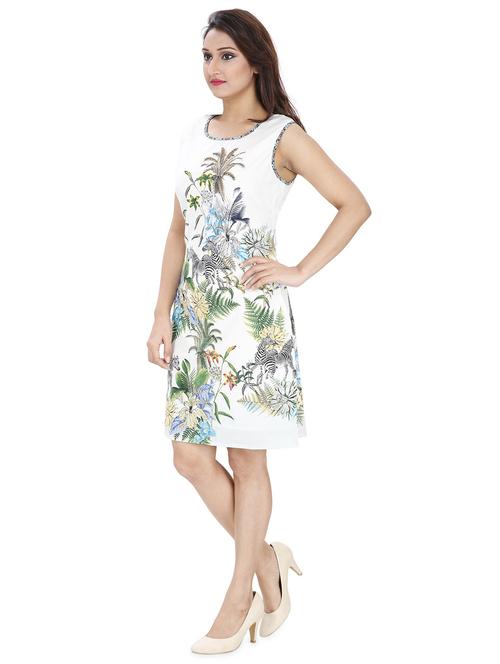 round neck printed a-line dress - 18360017 - Very Small Image - 1