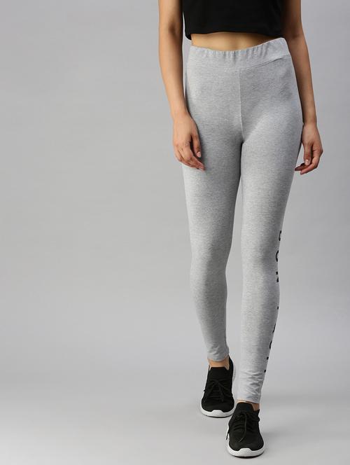 grey printed ankle length active wear tights - 18360092 - Very Small Image - 1