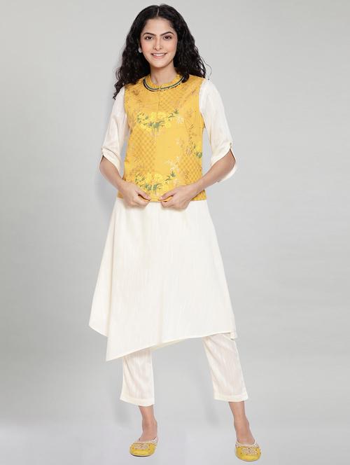 yellow viscose kurta pant set - 18360153 - Very Small Image - 1
