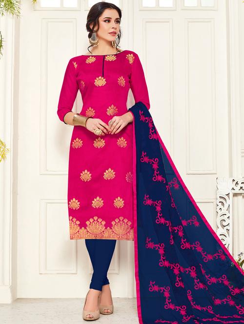 self design semi-stitched suit set - 18360172 - Very Small Image - 1