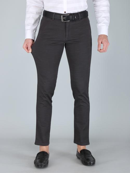 grey solid formal trouser - 18360283 - Very Small Image - 1