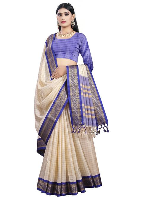 zari work woven saree with blouse - 18361517 - Very Small Image - 1