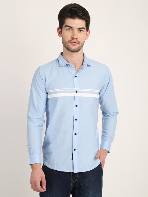 light blue striped casual shirt - 18362192 - Very Small Image - 1
