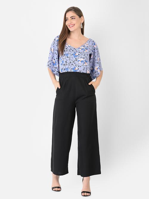 v-neck printed full leg jumpsuit - 18362233 - Very Small Image - 1