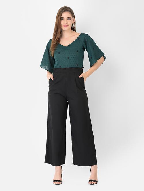 v-neck printed full leg jumpsuit - 18362234 - Very Small Image - 1