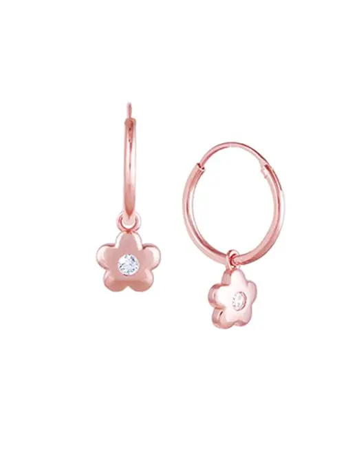 ladies gold plated earrings pink color - 18362878 - Very Small Image - 1