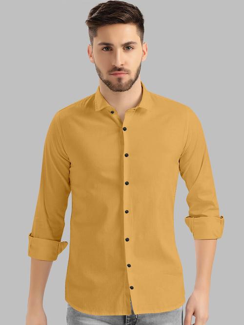 yellow solid casual shirt - 18363036 - Very Small Image - 1