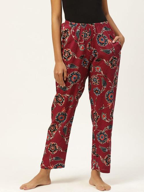 ladies cotton printed lounge pant red - 18363090 - Very Small Image - 1