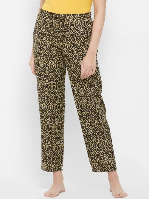 ladies cotton printed lounge pant brown - 18363091 - Very Small Image - 1