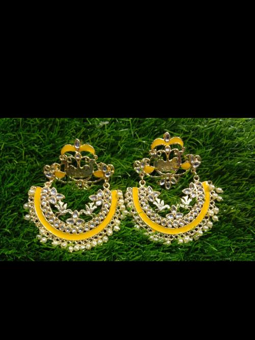 fancy exclusive yellow colour chand bali - 18363092 - Very Small Image - 1