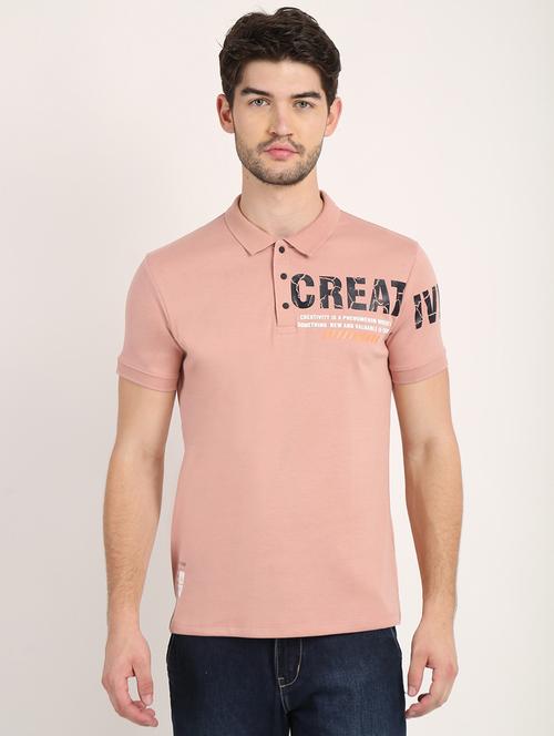 pink chest-printed polo t-shirt - 18363350 - Very Small Image - 1