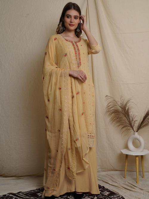 embroidered unstitched suit set - 18363368 - Very Small Image - 1