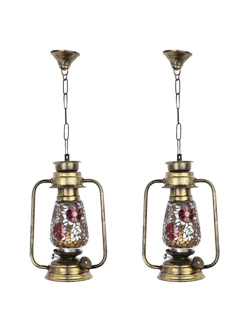somil antique pendant hanging lantern lamp light with colorful glass perfect match of trading and traditional - 18363912 - Very Small Image - 1