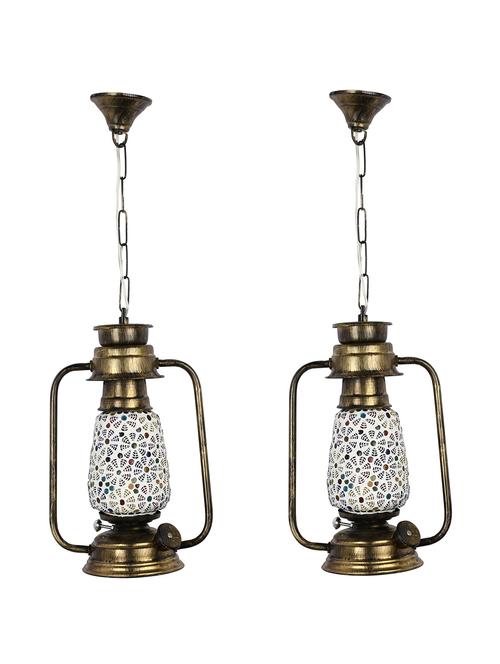 somil antique pendant hanging lanterns with colorful glass perfect match of trading and traditional (set of two)-a20 - 18363978 - Very Small Image - 1