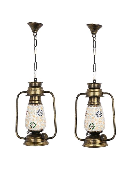 somil antique pendant hanging lanterns with colorful glass perfect match of trading and traditional (set of two)-a22 - 18363990 - Very Small Image - 1