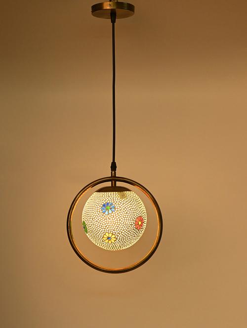 somil decorative round type mosaic ceiling light lamp with colorful glass shade & all fitting & fixture - 18364047 - Very Small Image - 1